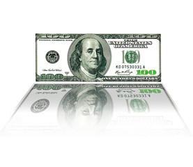 One hundred USA dollar isolated on white background