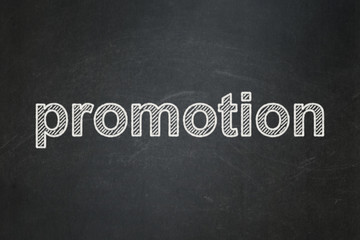Marketing concept: Promotion on chalkboard background