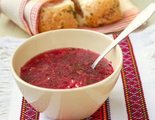 Traditional Ukrainian soup - red borsch