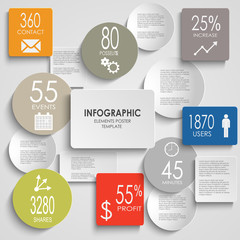 Abstract colored round rectangle info graphic elements template