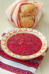 Traditional Ukrainian soup - red borsch