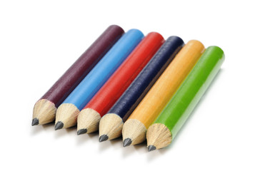 Colored mini pencils isolated on a white background.
