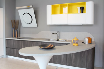 Modern kitchen white and yellow