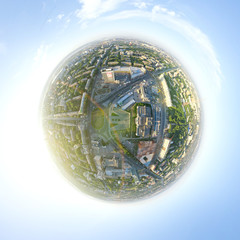 Aerial city view - little planet mode