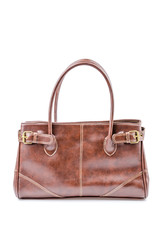 Woman leather bag isolated white background