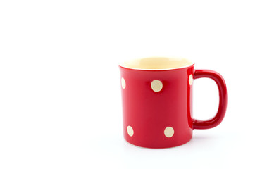 Red mug isolated white background