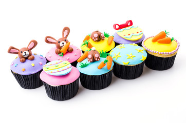 Easter cupcakes isolated white background