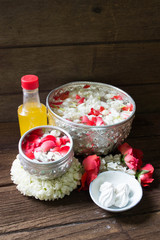 Water in bowl mixed with perfume  for Songkran festival