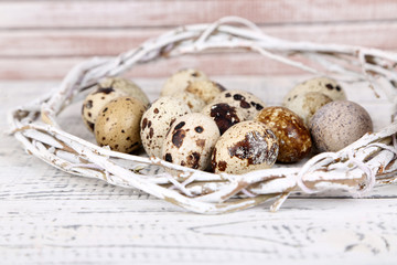 Beautiful Easter composition on wooden table