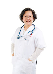 Portrait of a smart asian senior female doctor