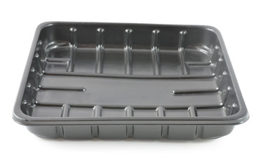 Black Plastic Storage Tray On White Background