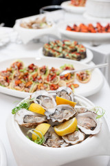 Fresh oysters and snacks