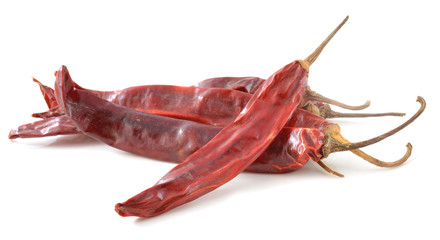 dry red pepper on white background