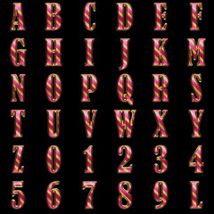 golden alphabet on black background