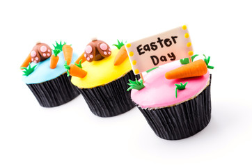 Easter cupcakes isolated white background