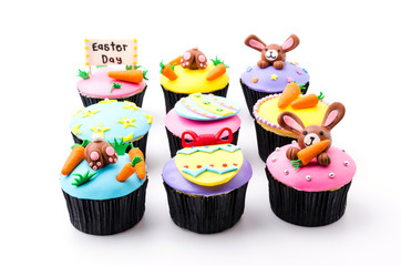Easter cupcakes isolated white background