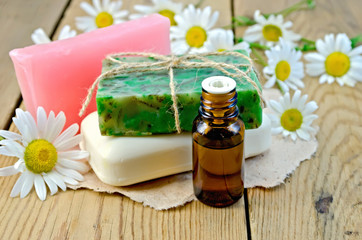 Oil with soap and camomile on board