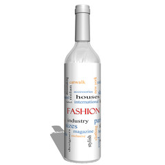 Fashion 3D bottle Word Cloud Concept