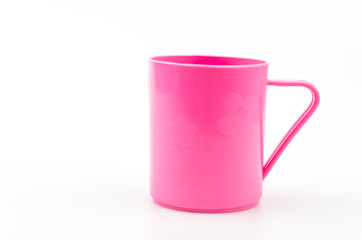 Plastic cup isolated white background