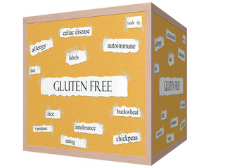 Gluten Free 3D cube Corkboard Word Concept