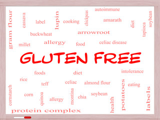 Gluten Free Word Cloud Concept on a Whiteboard
