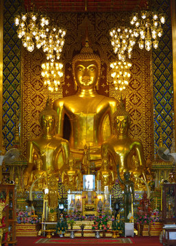 Buddha statue in temple buddhism at Wat Phra That Hariphunchai