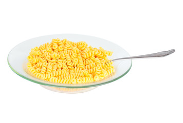 Macaroni in a transparent plate