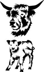 stylized highland cattle
