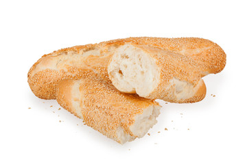 two slices of white bread with sesame
