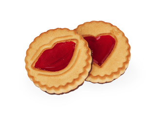 Cookies with heart and lips of jelly