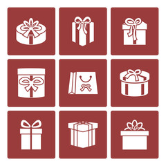 Present boxes icons set for online delivery website