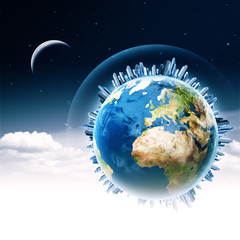 Global communications. Abstract technology and transportation ba