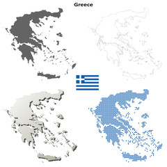 Blank detailed contour maps of Greece