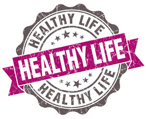 Healthy life violet grunge retro vintage isolated seal