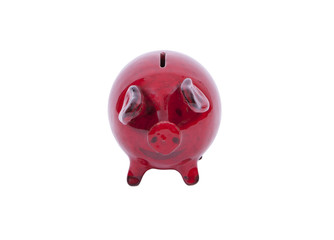 Red piggy bank isolated over white background