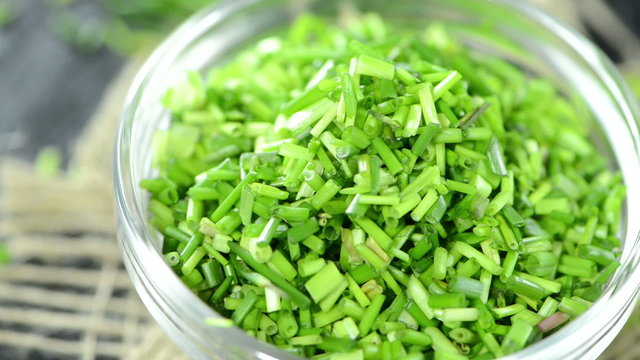 Small portion of fresh Chive (loopable HD video)