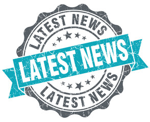 Latest news turquoise grunge retro vintage isolated seal