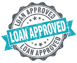 Obraz premium Loan approved turquoise grunge retro vintage isolated seal