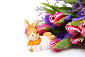 Tulpenstrauß und Osterhase