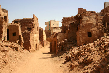 Old part (citadel) of desert town Mut in Dakhla oazis in Egypt