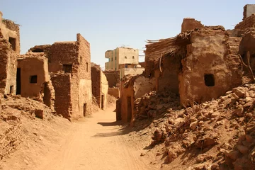 Poster Oude deel (citadel) van woestijnstad Mut in Dakhla-oazis in Egypte © aarstudio