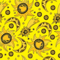 Stars and moon seamless pattern. Vector art