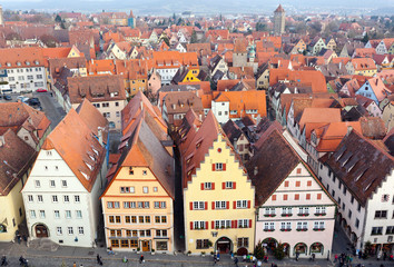 Obraz premium Aerial panorama of the Old Town, Rothenburg ob der Tauber