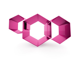 Pink hexagons cell business concept isolated