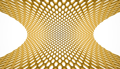 Yellow hexagonal mesh background