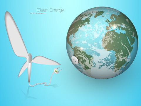 The concept of green energy. vector wind turbines
