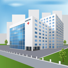 hospital building on a city street