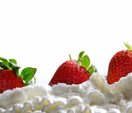 strawberries with cream isolated