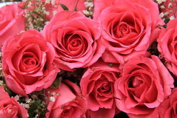 Pink roses in a bridal arrangement