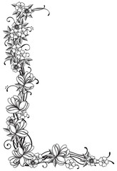 Vector floral border at at engraving style.